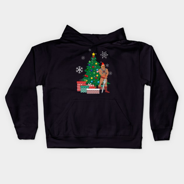 He Man Around The Christmas Tree Kids Hoodie by squids_art